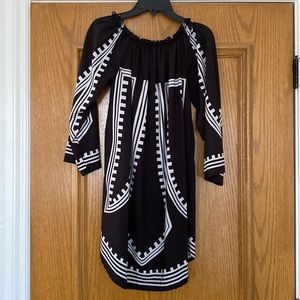 Black and white off the shoulder dress